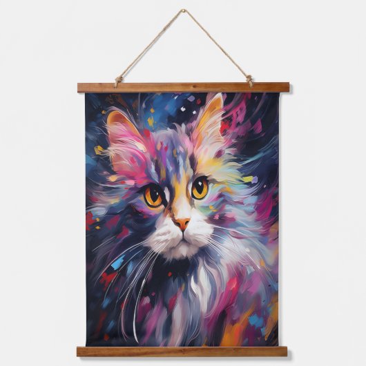 Impressionist Feline Gaze Hangend Wandkleed (Voorkant 2)