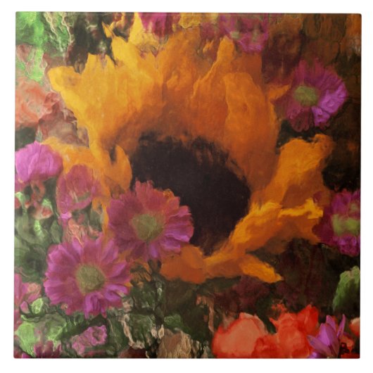 Impressionist Floral Bouquet Tegeltje (Voorkant)