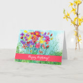 Impressionist Flowers Custom Birthday Card Kaart (Gele Bloem)