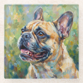 Impressionist French Bulldog Art Coaster Glazen Onderzetter