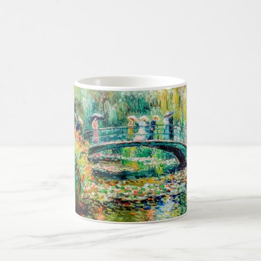 Impressionist Garden Art Mug Bridge Over Pond Koffiemok (Center)