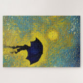 Impressionist heeft paraplu nodig op de gele zonni legpuzzel (Horizontaal)
