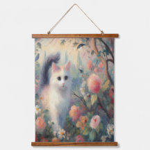 Impressionist Kat en Bloemen Hout Topped Muur Tape