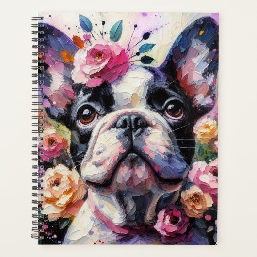 Impressionist Kleurrijke Pop Art Franse Bulldog Planner (Voorkant)