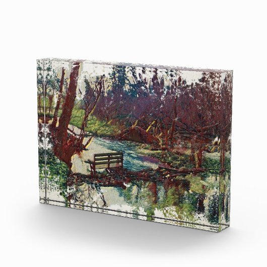 Impressionist Lakeside Bench at Willow Hall Dam Fotoblokken (Rechts)