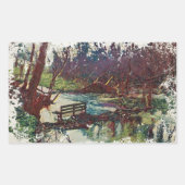 Impressionist Lakeside Bench at Willow Hall Dam Rechthoekige Sticker (Voorkant)