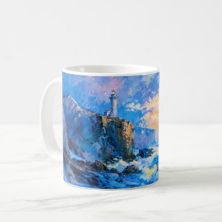 Impressionist Lighthouse by the Sea – Coastal Art  Koffiemok