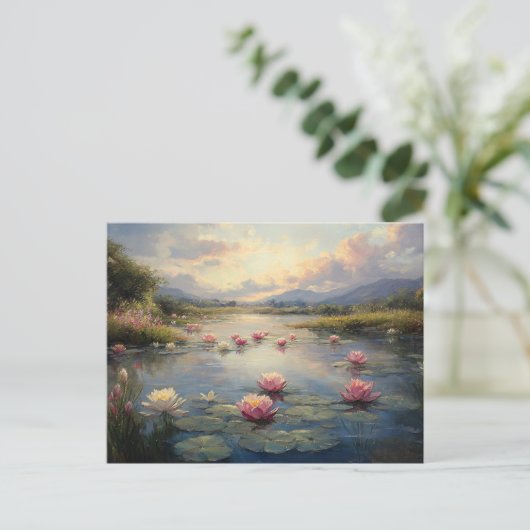 Impressionist Lily Pads op de vijver Briefkaart (Staand voorkant)
