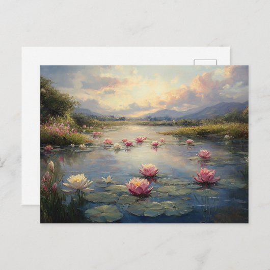 Impressionist Lily Pads op de vijver Briefkaart (Voorkant / Achterkant)