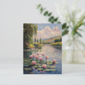 Impressionist Lily Pads Willow Tree Briefkaart (Staand voorkant)