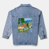 Impressionist  Mediterranean Village by the Sea   Denim Jacket (Achterkant)