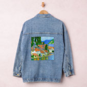Impressionist  Mediterranean Village by the Sea   Denim Jacket (Hangar)
