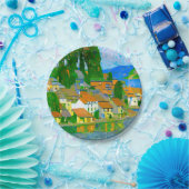 Impressionist  Mediterranean Village by the Sea   Papieren Bordje (Feest)