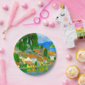 Impressionist  Mediterranean Village by the Sea   Papieren Bordje (Feest)