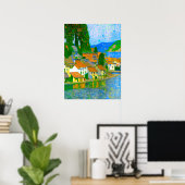 Impressionist Mediterranean Village by the Sea Poster (Thuiskantoor)