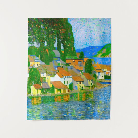Impressionist  Mediterranean Village by the Sea  Wandkleed (Voorkant)