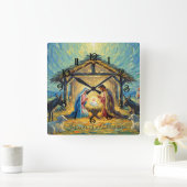Impressionist Painting Nativity Scene Vierkante Klok (Huis)