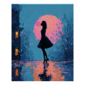 Impressionist Pink Moon Woman Bubble Gum Bubble Perfect Poster (Voorkant)