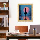 Impressionist Pink Moon Woman Bubble Gum Bubble Perfect Poster