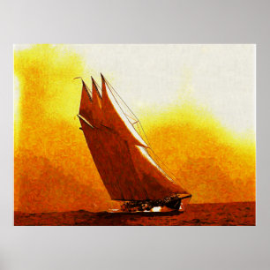 Impressionist Racing Yacht Atlantic Poster