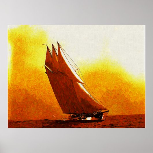 Impressionist Racing Yacht Atlantic Poster (Voorkant)