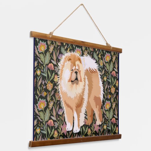 IMPRESSIONIST rood chow wandtapijt hout afgedekt Hangend Wandkleed (Gebogen)