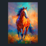Impressionist Running Horse Colorful Animal Poster<br><div class="desc">A vibrant impressionist painting of a powerful horse captured in motion with expressive brush strokes and radiant colors. This dynamic animal artwork celebrates the beauty,  freedom and strength of the horse.</div>