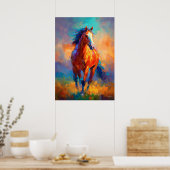 Impressionist Running Horse Colorful Animal Poster (Keuken)
