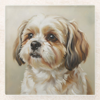 Impressionist Shih Tzu Art Coaster Glazen Onderzetter