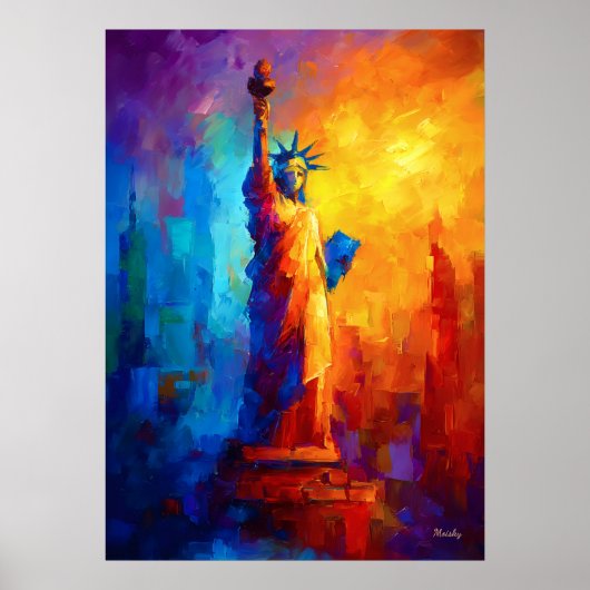 Impressionist Statue of Liberty New York Artwork Poster (Voorkant)