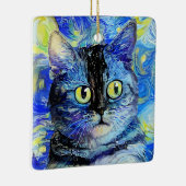 Impressionist Sterrennacht Tabby Cat Portret Keramisch Ornament (Rechts)