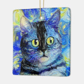 Impressionist Sterrennacht Tabby Cat Portret Keramisch Ornament (Links)