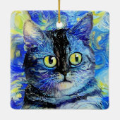 Impressionist Sterrennacht Tabby Cat Portret Keramisch Ornament (Achterkant)