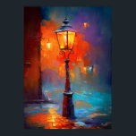 Impressionist Street Lamp Night City Painting Poster<br><div class="desc">A vibrant impressionist painting of a glowing street lamp lighting a quiet city street at night. Warm colors and expressive brush strokes create a romantic urban atmosphere perfect for modern wall decor.</div>