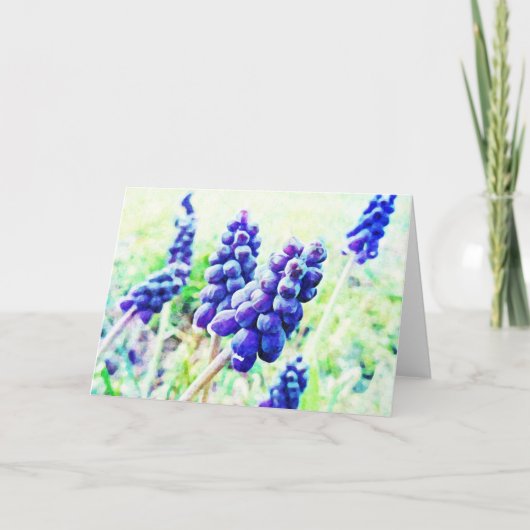 Impressionist Style Grape Hyacinth Flower Art Kaar Kaart (Voorkant)