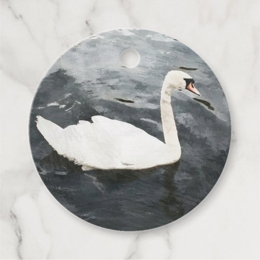 Impressionist Swan Bedankjes Labels (Voorkant)
