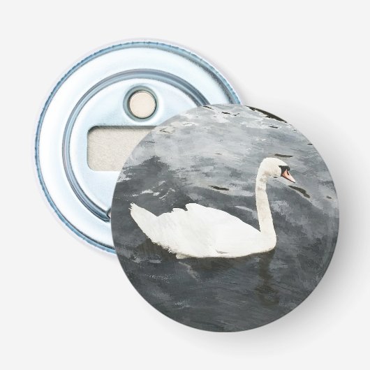 Impressionist Swan Button Flesopener (Voorkant)