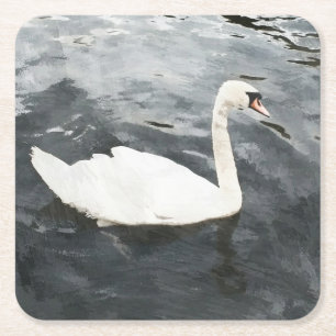 Impressionist Swan Kartonnen Onderzetters