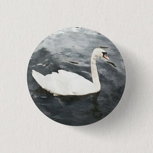 Impressionist Swan Ronde Button 3,2 Cm (Voorkant)