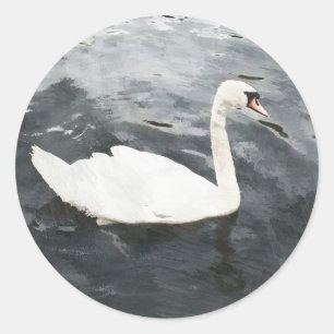 Impressionist Swan Ronde Sticker