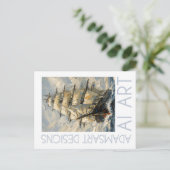 Impressionist Tall Ship at Sea Nautical Art Briefkaart (Staand voorkant)