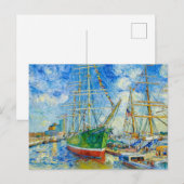 Impressionist Tall Ship in Hamburg Harbor with Ref Briefkaart (Voorkant / Achterkant)
