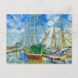 Impressionist Tall Ship in Hamburg Harbor with Ref Briefkaart