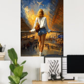 Impressionist Travel Landscape – Golden Departure Poster (Thuiskantoor)
