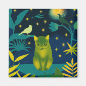 Impressionist Tropisch Kat Schilderen Magneet (Voorkant)