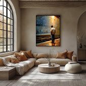 Impressionist Urban Landscape – Quiet Platform Poster