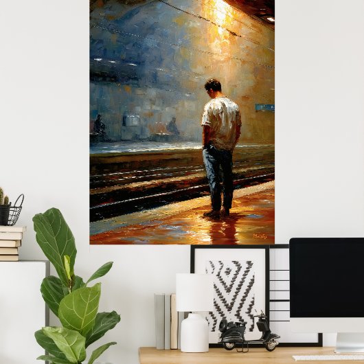 Impressionist Urban Landscape – Quiet Platform Poster (Thuiskantoor)