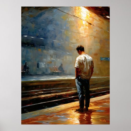 Impressionist Urban Landscape – Quiet Platform Poster (Voorkant)