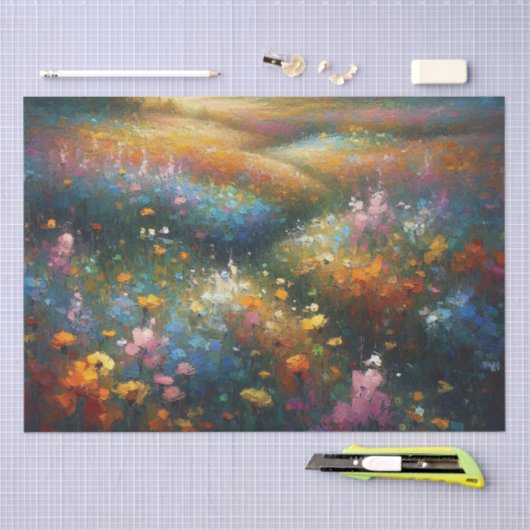 Impressionist Wildflower Field Bloemen Decoupage Tissuepapier (Craft)