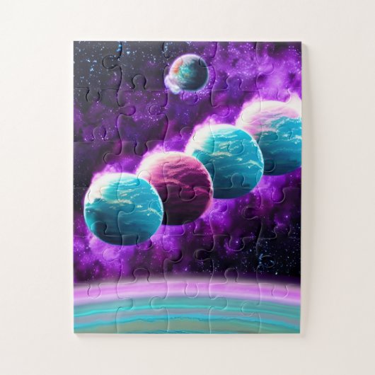 Impressionist Young Amazing Paarse Universe Space Legpuzzel (Verticaal)